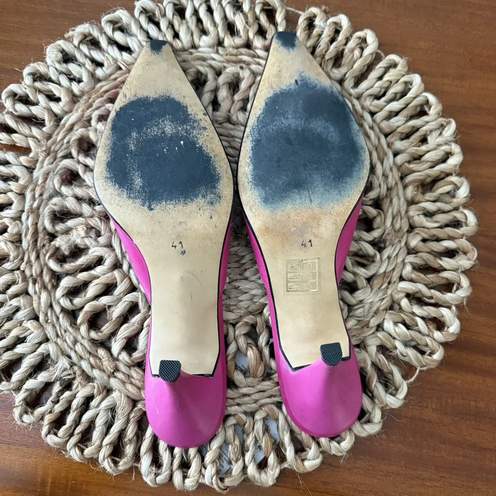 Davina London Hot Pink Leather Sling back Kitten Heel Mules Womens 10 EU 41 - Picture 9 of 16